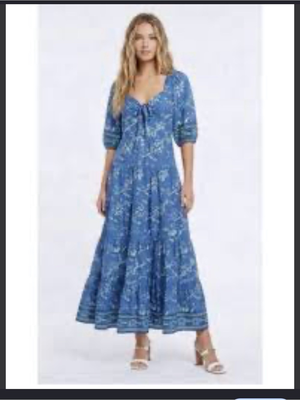 Caroline Constas Blue Floral Tie-Front Maxi